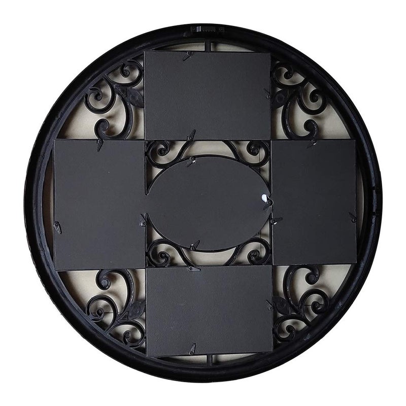 MKUN 2Pack of 4x6 Wall Photo Collage Frames - Round Circular Circle Wall Hanging Picture Collage Frame with Leaf Decoration, 5- Opening (Black) - Image 2